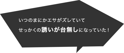 いつのまにかエサがズレていてせっかくの誘いが台無しになっていた！