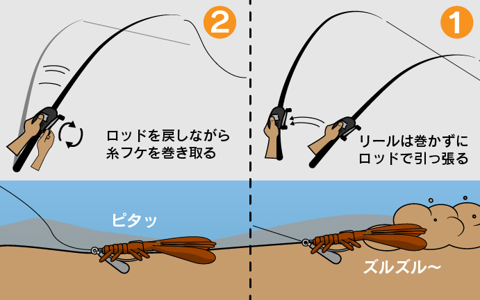 フリーリグは、ズル引きなどの横の動きにも対応ができる非常に万能なリグ