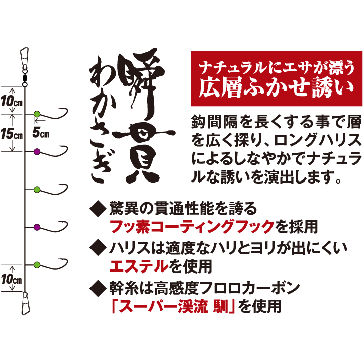 瞬貫わかさぎ 秋田キツネ型 広層ふかせ誘い5本｜製品情報