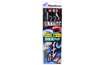 SN233　海戦イナダビシ　蓄光青エビ・蓄光赤エビ&青夜光フック2.5m　2本針2セット